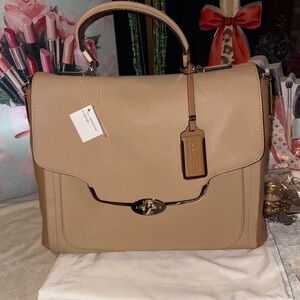Coach Camel Saffiano Leather Satchel